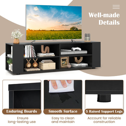 59 Inch Wood TV Stand, Console Storage Entertainment Media, Black Entertainment Centers & TV Stands at Gallery Canada