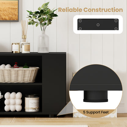 59 Inch Wood TV Stand, Console Storage Entertainment Media, Black Entertainment Centers & TV Stands at Gallery Canada