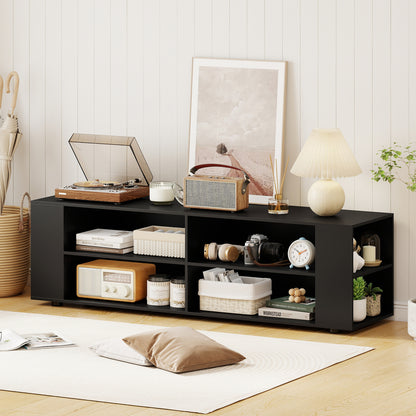 59 Inch Wood TV Stand, Console Storage Entertainment Media, Black Entertainment Centers & TV Stands at Gallery Canada