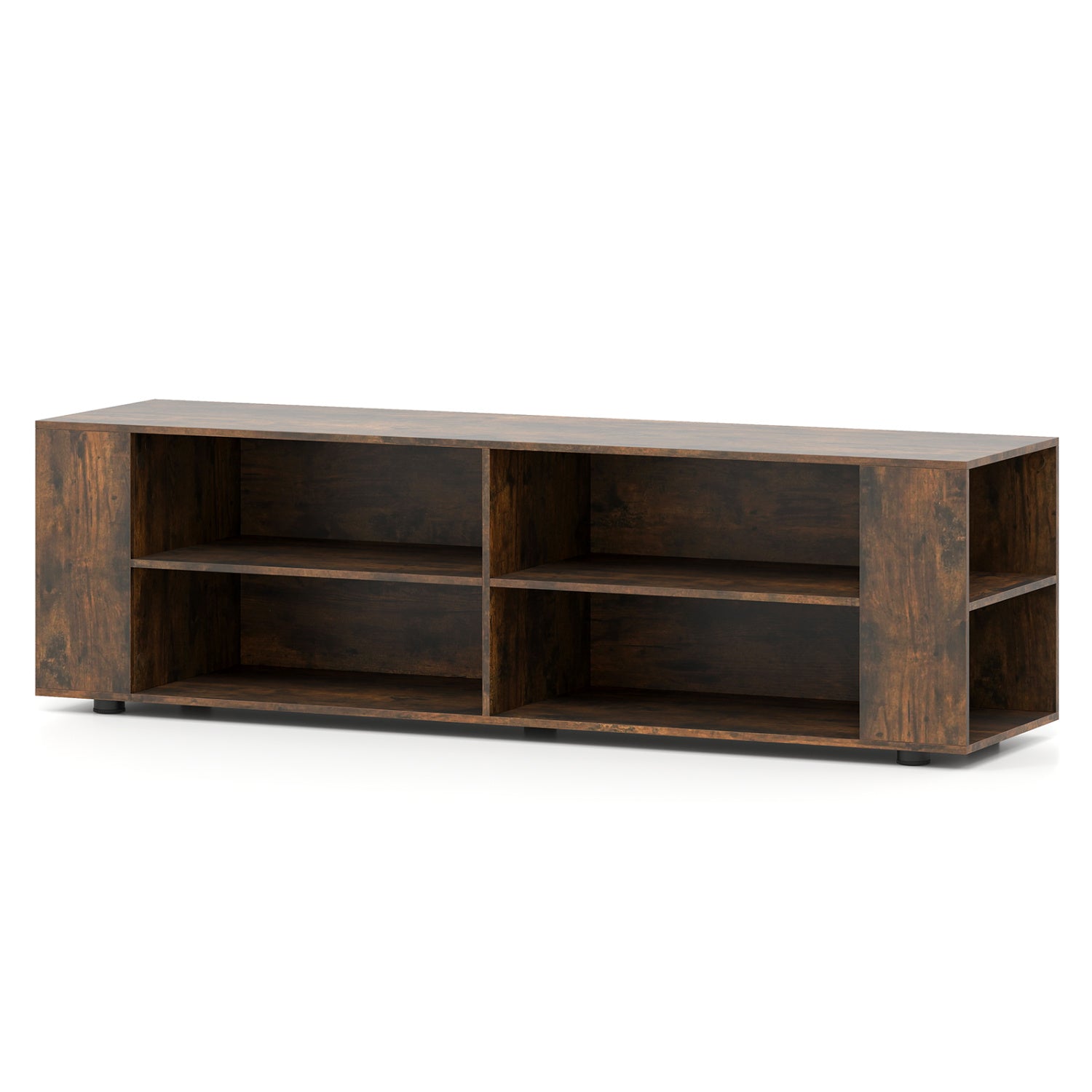 59 Inch Walnut Wood TV Stand, Console Storage Entertainment Media Entertainment Centers & TV Stands at Gallery Canada