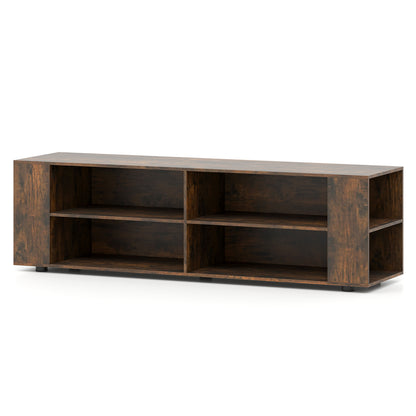59 Inch Walnut Wood TV Stand, Console Storage Entertainment Media Entertainment Centers & TV Stands at Gallery Canada