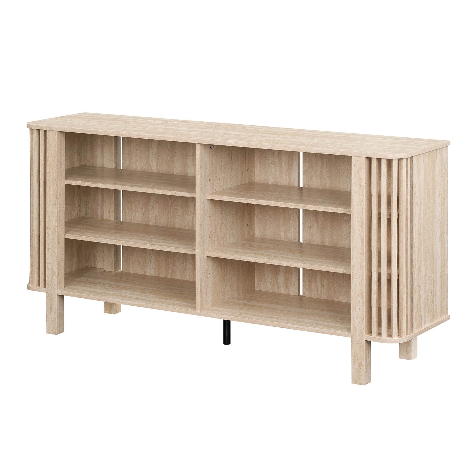 59 Inch TV Stand, Adjustable Shelves, Natural