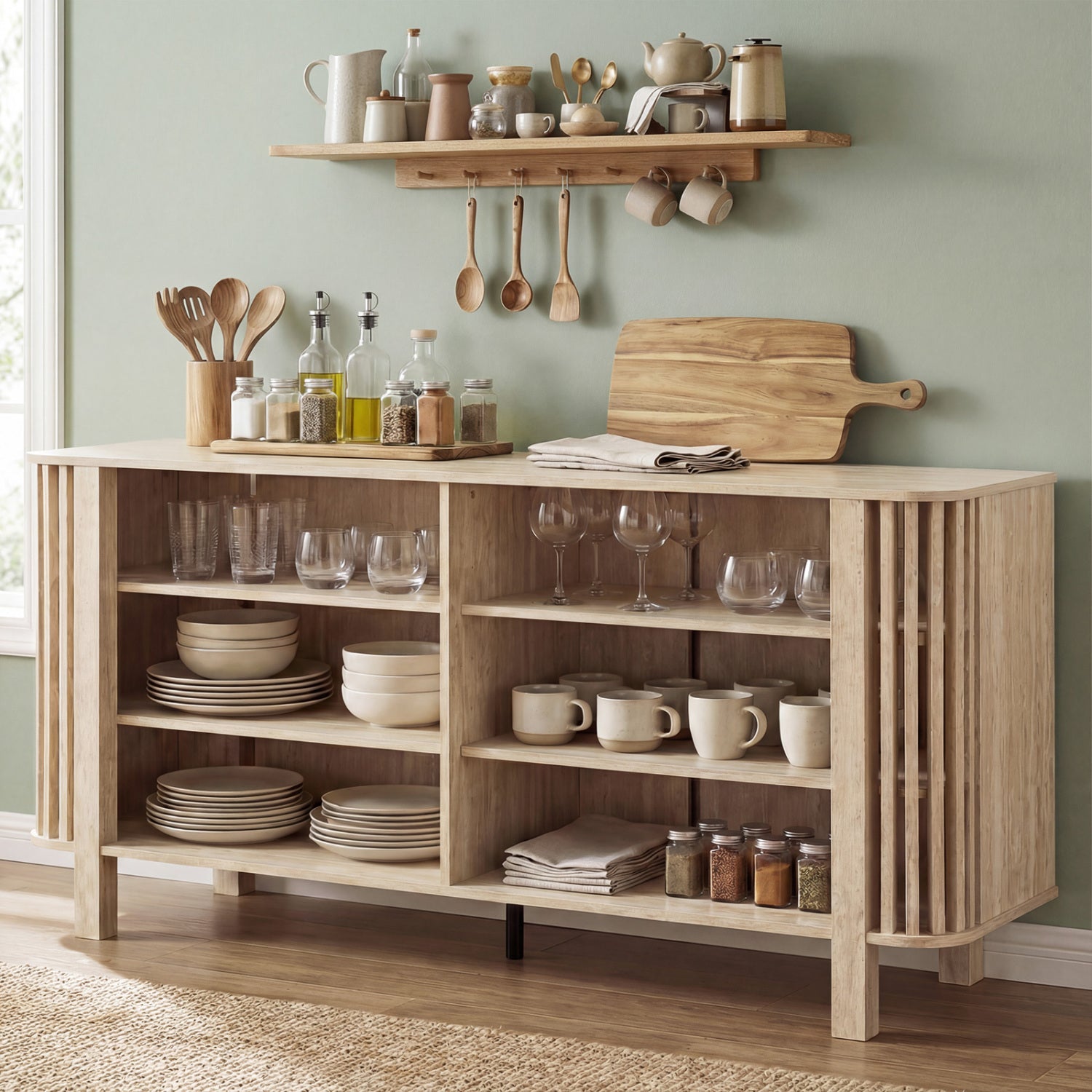 59 Inch TV Stand, Adjustable Shelves, Natural Entertainment Centers & TV Stands at Gallery Canada