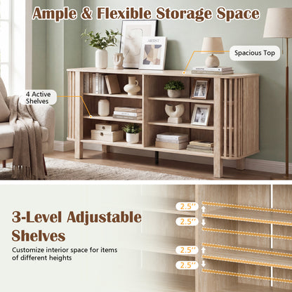 59 Inch TV Stand, Adjustable Shelves, Natural Entertainment Centers & TV Stands at Gallery Canada
