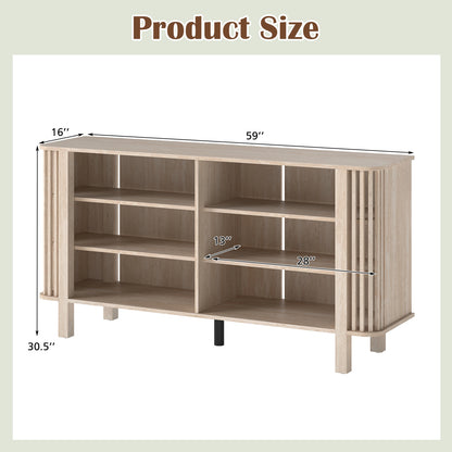 59 Inch TV Stand, Adjustable Shelves, Natural Entertainment Centers & TV Stands at Gallery Canada