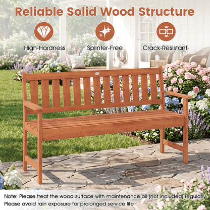 59" Outdoor Wood Garden Bench With Pull-Out Table