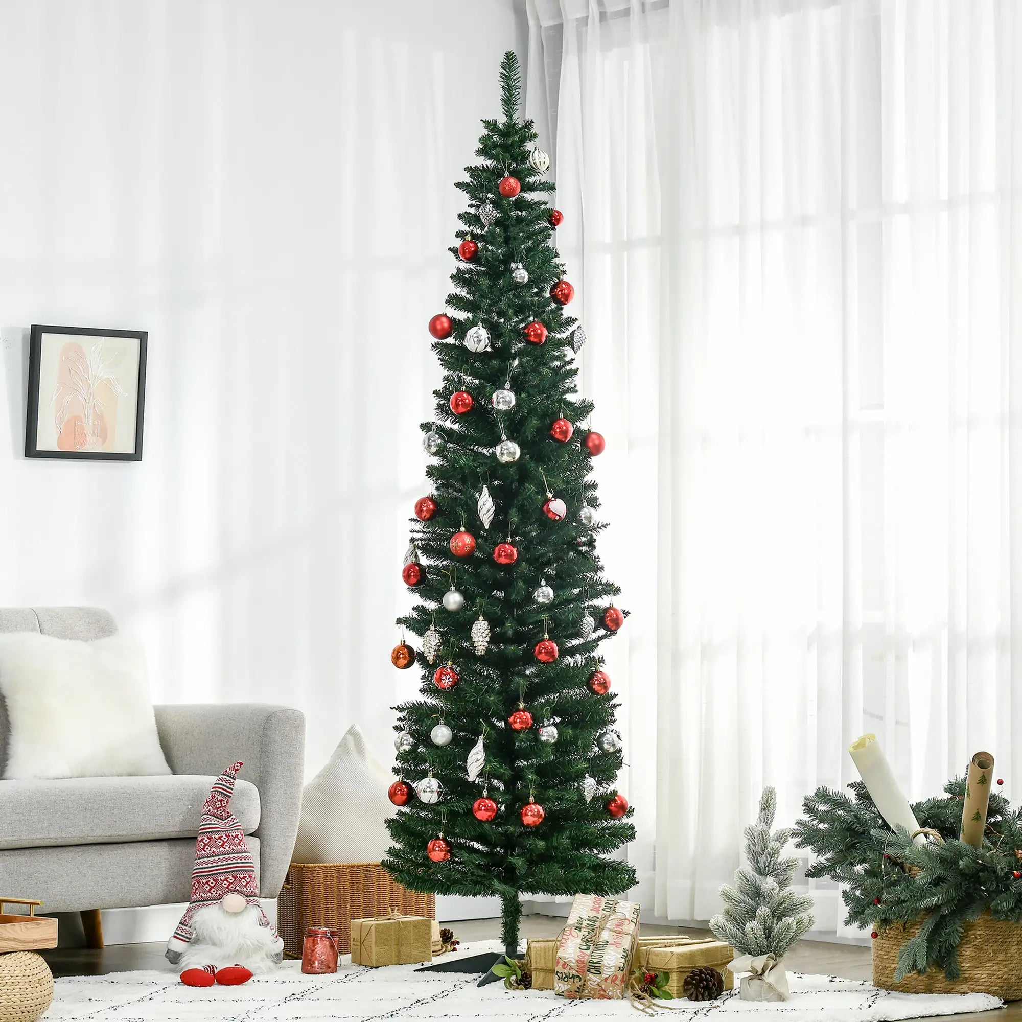 7' PVC Slim Pencil Artificial Christmas Tree, 390 Branch Tips Pencil Christmas Trees at Gallery Canada
