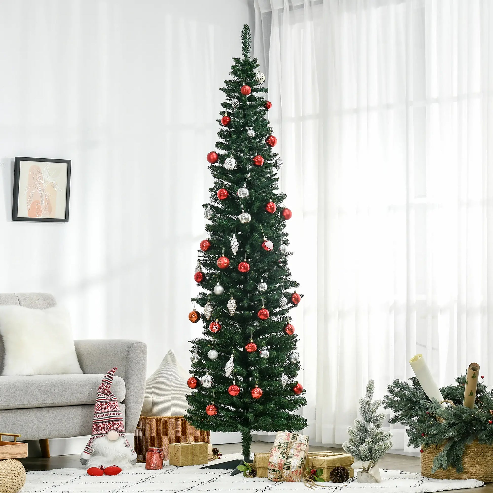 7' PVC Slim Pencil Artificial Christmas Tree, 390 Branch Tips Pencil Christmas Trees at Gallery Canada