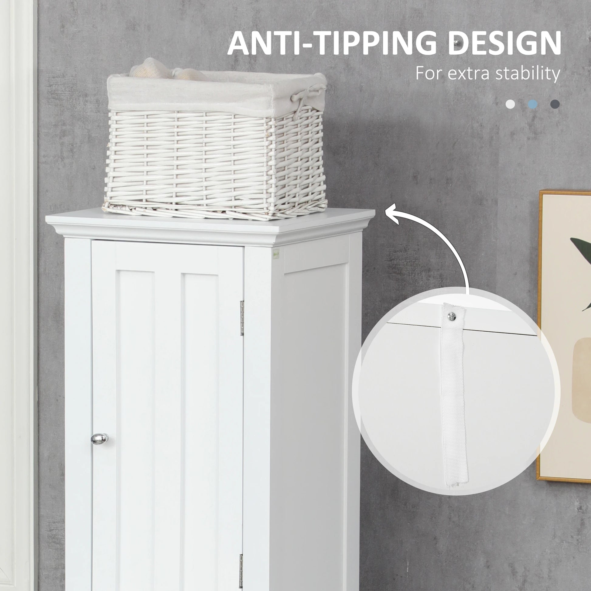 Freestanding Bathroom Cabinet, Open Shelves, 13.8" x 11.8" x 62.4", White Bathroom Cabinets at Gallery Canada