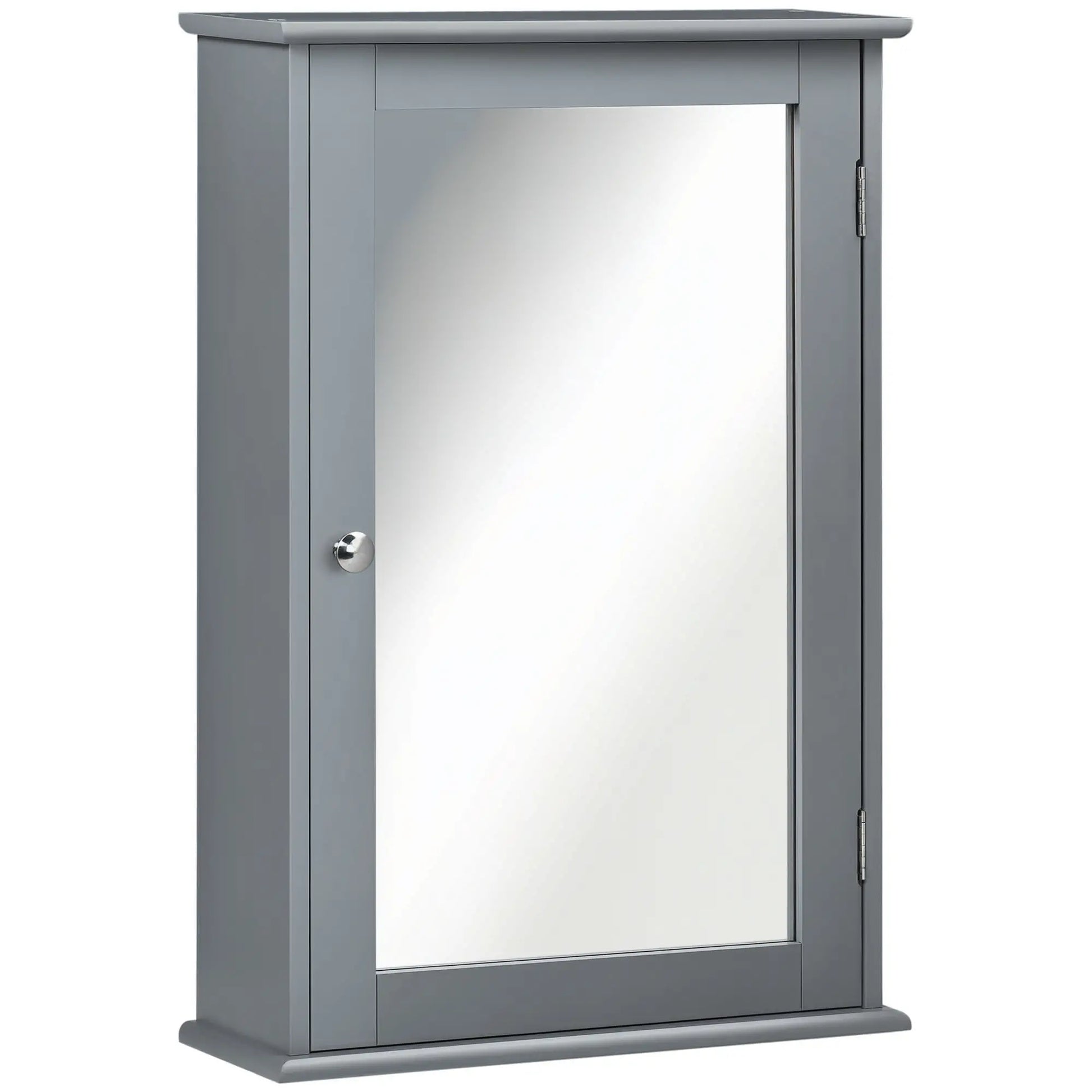 Wall Mounted Bathroom Mirror Cabinet, With Door and Shelves, Grey Mirror Medicine Cabinets Grey at Gallery Canada