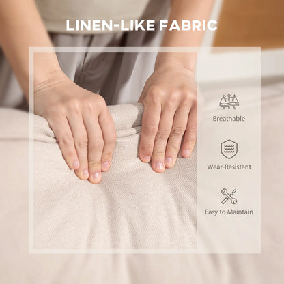 Linen Loveseat Sofa, 2 Seater with Thick Padded Seat, Beige 2-Seater Sofas at Gallery Canada