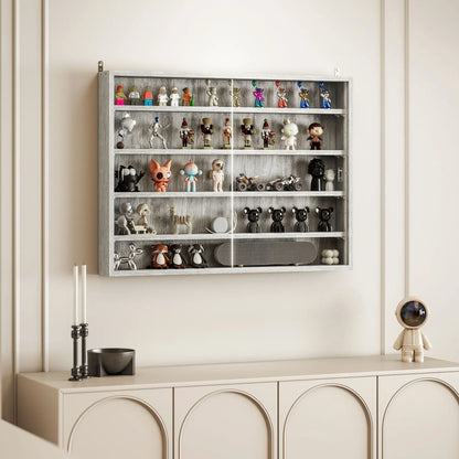 5-Tier Glass Display Cabinet, 2 Doors, 4 Adjustable Shelves, Grey Display Bookshelves at Gallery Canada