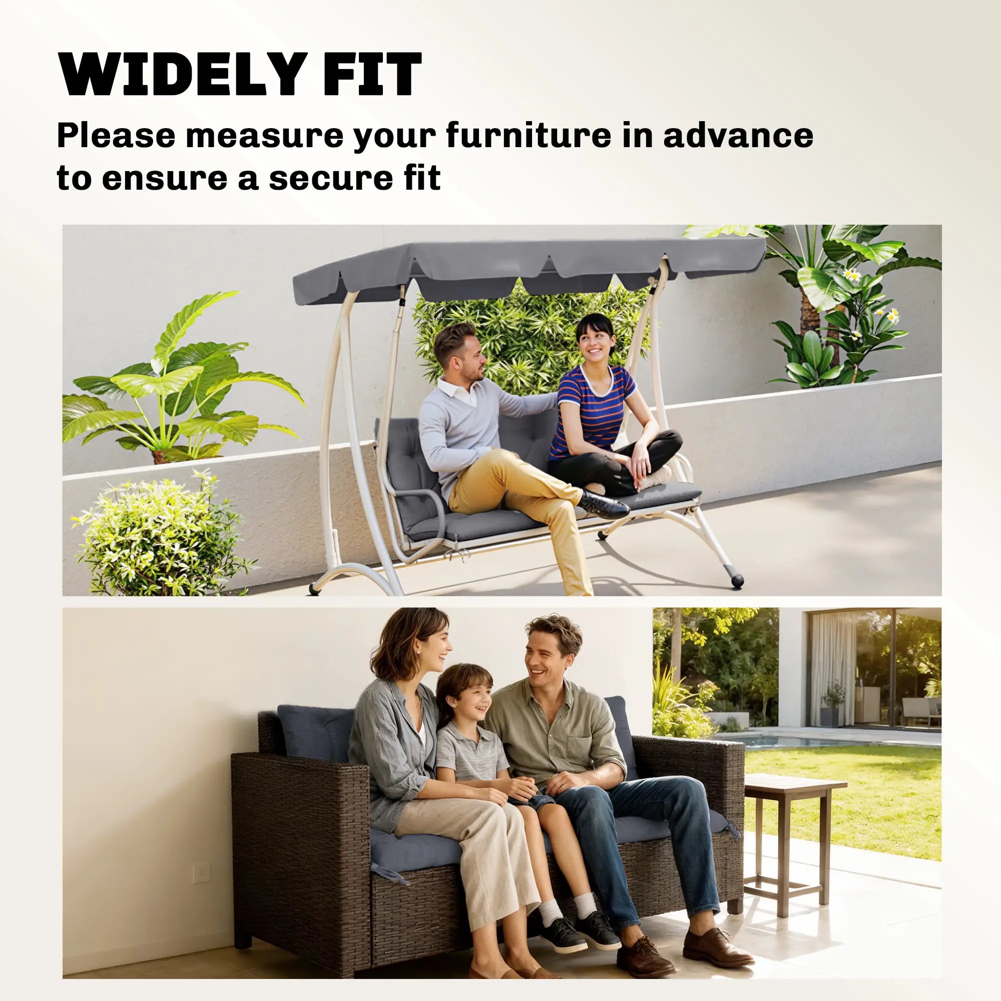 3 Seater Outdoor Seat Pads Bench Swing Cushions, Dark Grey Patio Chair Cushions at Gallery Canada