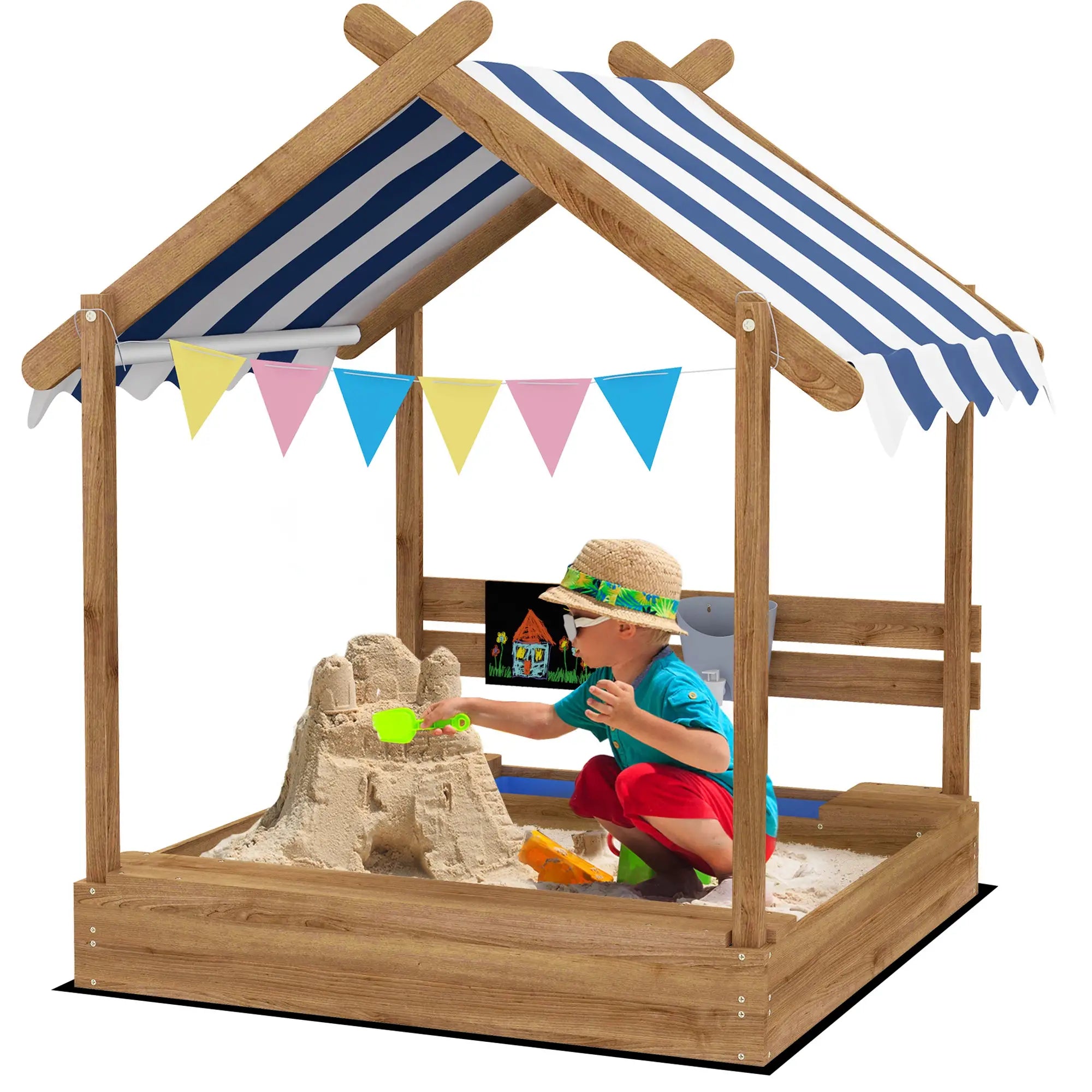 Wooden Sandbox with Cover, 3-7 Years, Backyard, Brown Sandboxes & Accessories at Gallery Canada