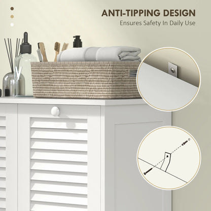 Tilt Out Laundry Cabinet, 2 Baskets, 2 Louvered Doors, White Bathroom Cabinets at Gallery Canada