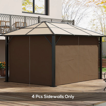4-Panel Gazebo Curtains, Privacy Sidewall for 10' x 13' Canopy, Dark Brown