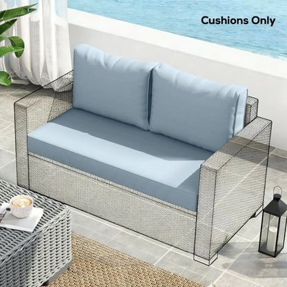 Outdoor Seat Cushions With Backrest, Loveseat Double Sofa, Light Blue Patio Chair Cushions at Gallery Canada