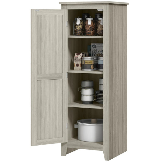 48" Kitchen Pantry Cabinet, Barn Door, Adjustable Shelves, Grey Wood Grain, Grey Kitchen Pantry Cabinets Grey Wood Grain at Gallery Canada
