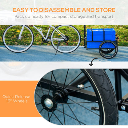 Steel Bike Trailer, Foldable Storage Box, Safe Reflectors, Max Load 88LBS, Blue Bike Cargo Trailers at Gallery Canada