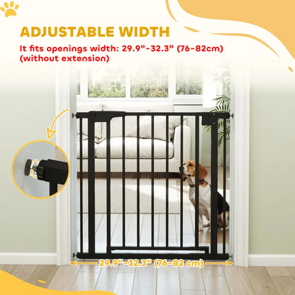 Baby Gate, Pet Safety Gate, 30"-32" Wide, Auto-Close, Black Pet Gates at Gallery Canada