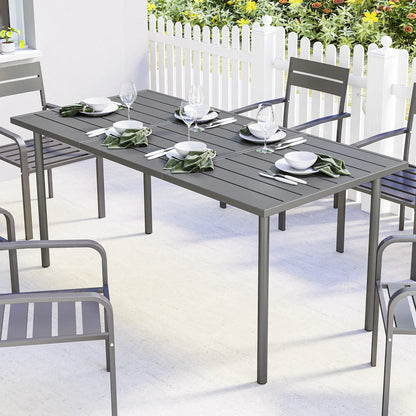 65" x 31.5" Outdoor Dining Table, Metal Rectangular Patio Table, Seats 6