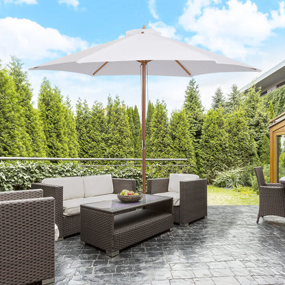 9' x 8' H Patio Umbrella, Hardwood Frame, Wind Vent, White Sun Umbrellas at Gallery Canada