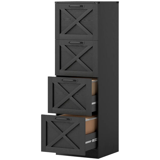 4-Drawer File Cabinet, Vertical Farmhouse, Fits A4, Black Office Cabinets & Cupboards Black at Gallery Canada