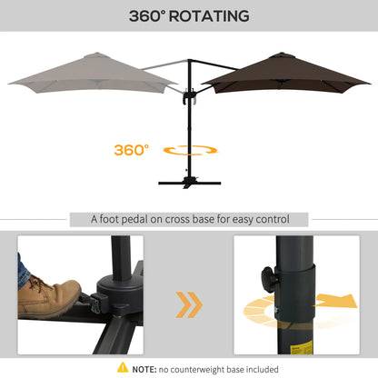 10x10ft Rotatable Square Cantilever Umbrella, 4 Adjustable Angles Cantilever Umbrellas at Gallery Canada