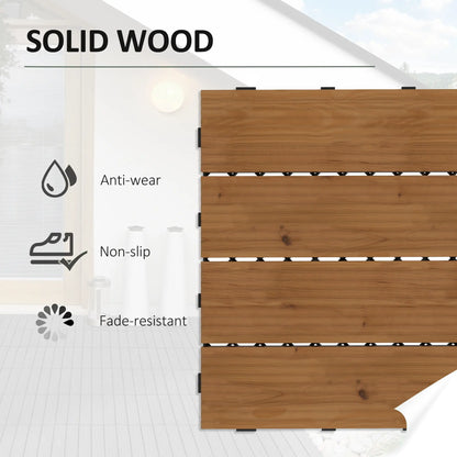 12 Pcs Wooden Deck Tiles, Outdoor Flooring, All Weather, Brown Deck Tiles at Gallery Canada