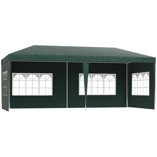 19' x 9' Party Tent Gazebo, 4 Removable Window Walls, Green Canopy Tents Green at Gallery Canada