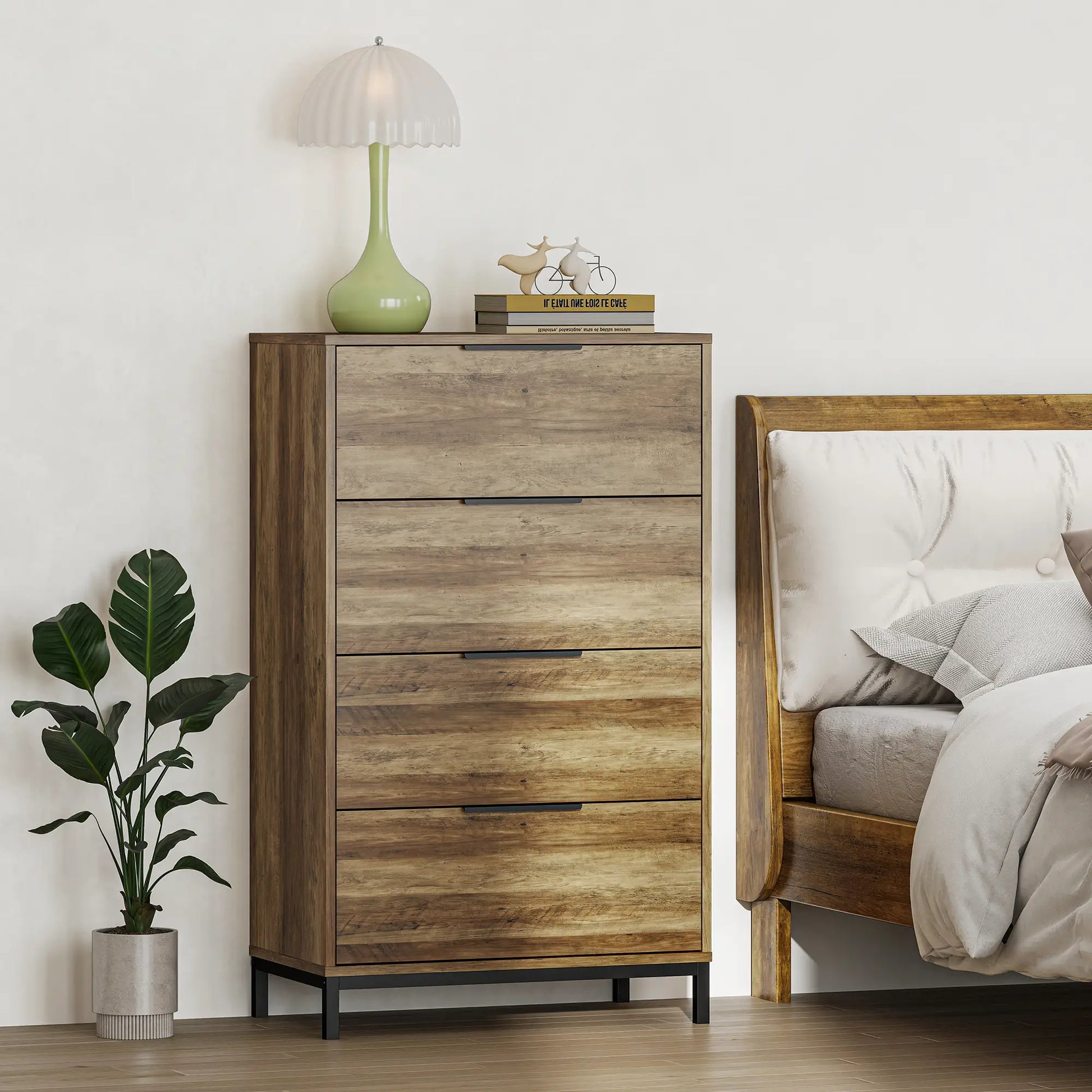 4 Drawer Dresser Tower, Chest for Bedroom, Hallway, Natural Storage Cabinets at Gallery Canada