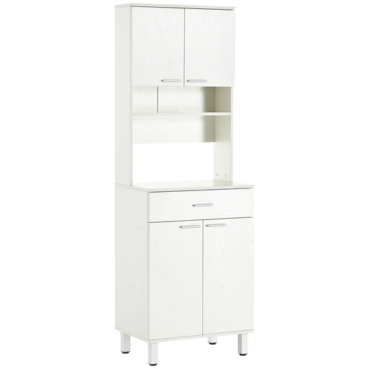 71"H Freestanding Kitchen Pantry, Buffet Cabinet with Hutch, White Kitchen Pantry Cabinets White at Gallery Canada