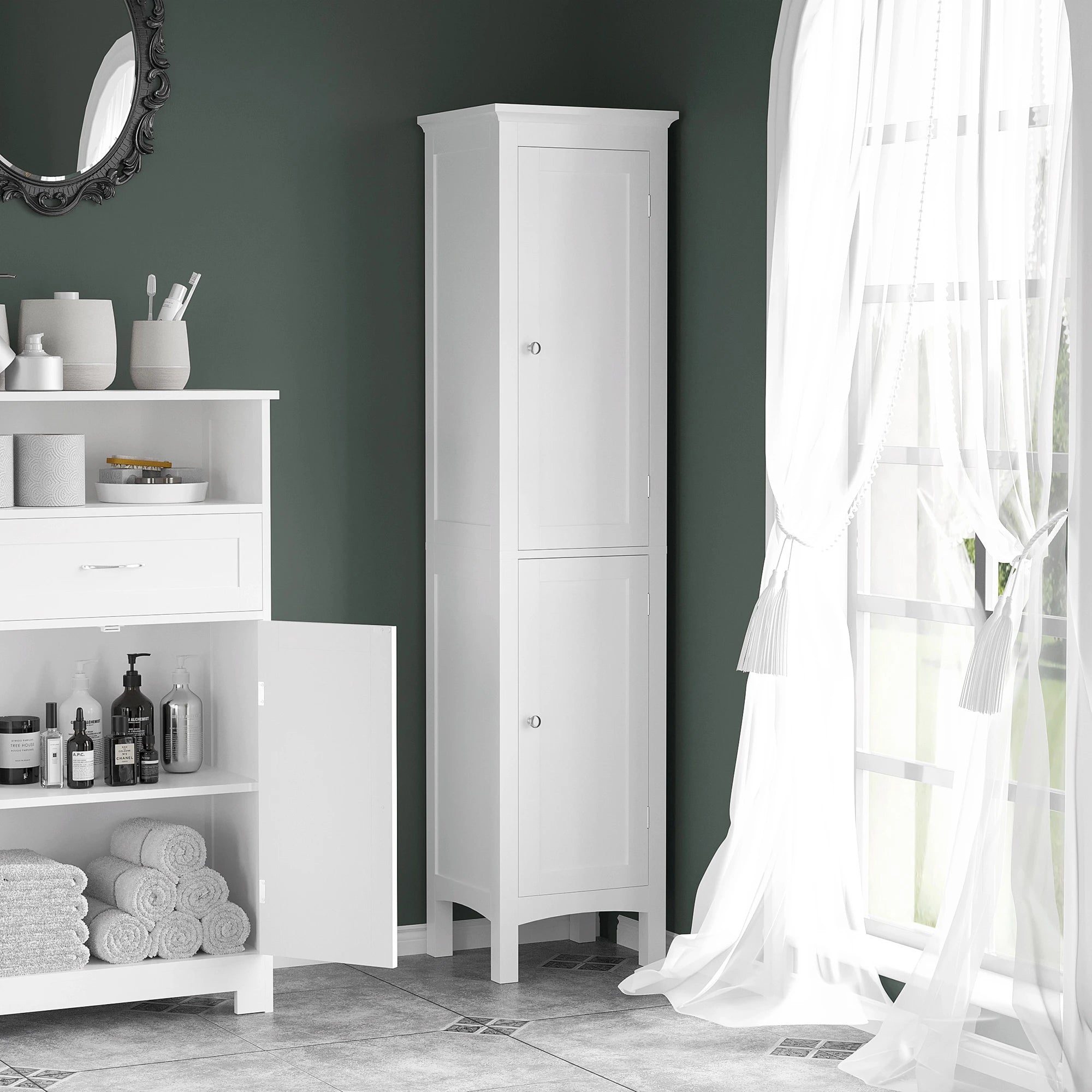 Tall Bathroom Cabinet, Freestanding Storage Organizer, 15