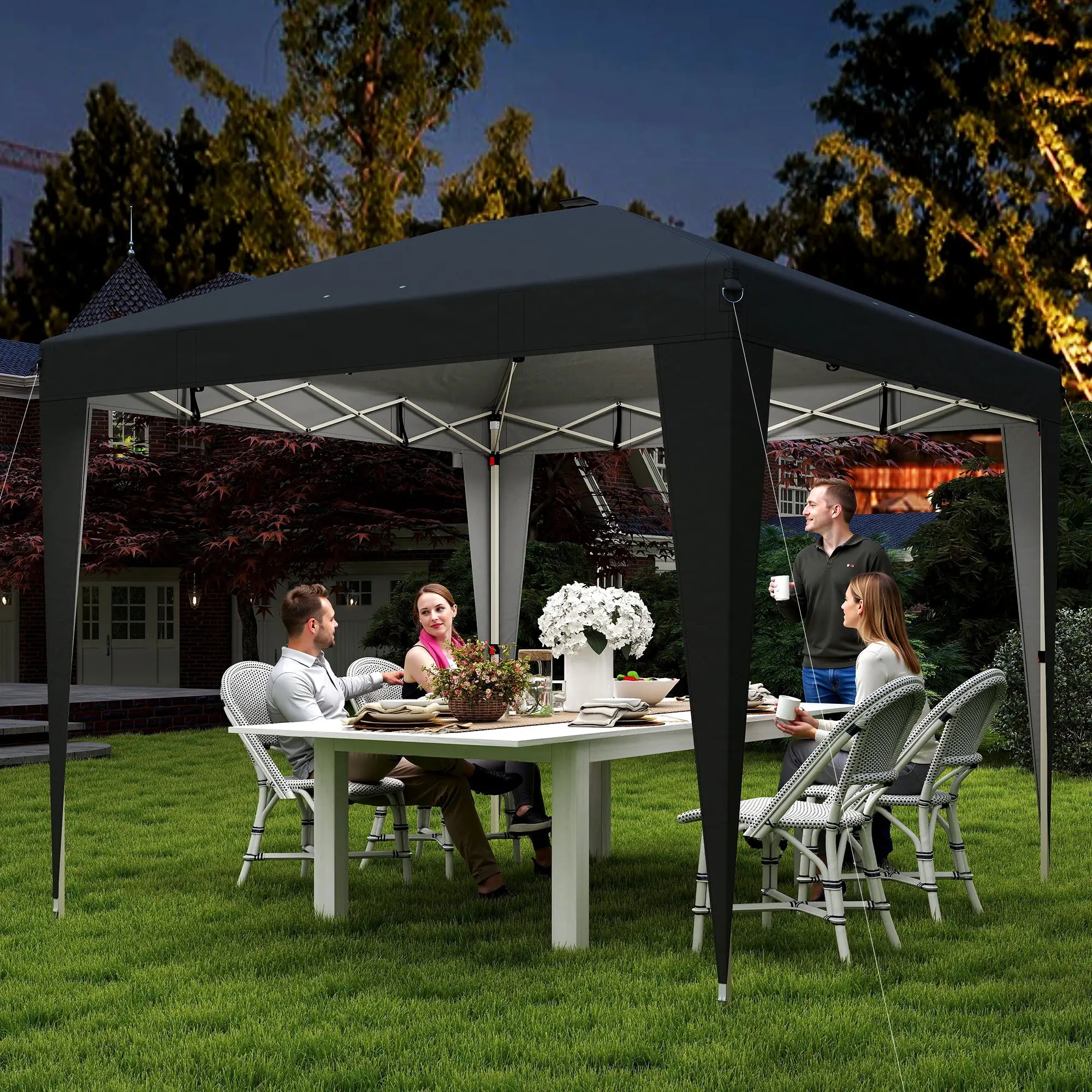 10 x 10 ft Pop Up Canopy Tent, UPF 50+ Instant Portable Shelter, Black Pop Up Canopies at Gallery Canada