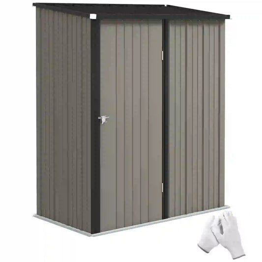 5' x 3' Steel Garden Shed, Outdoor Storage With Lockable Door, Grey Sheds Grey at Gallery Canada