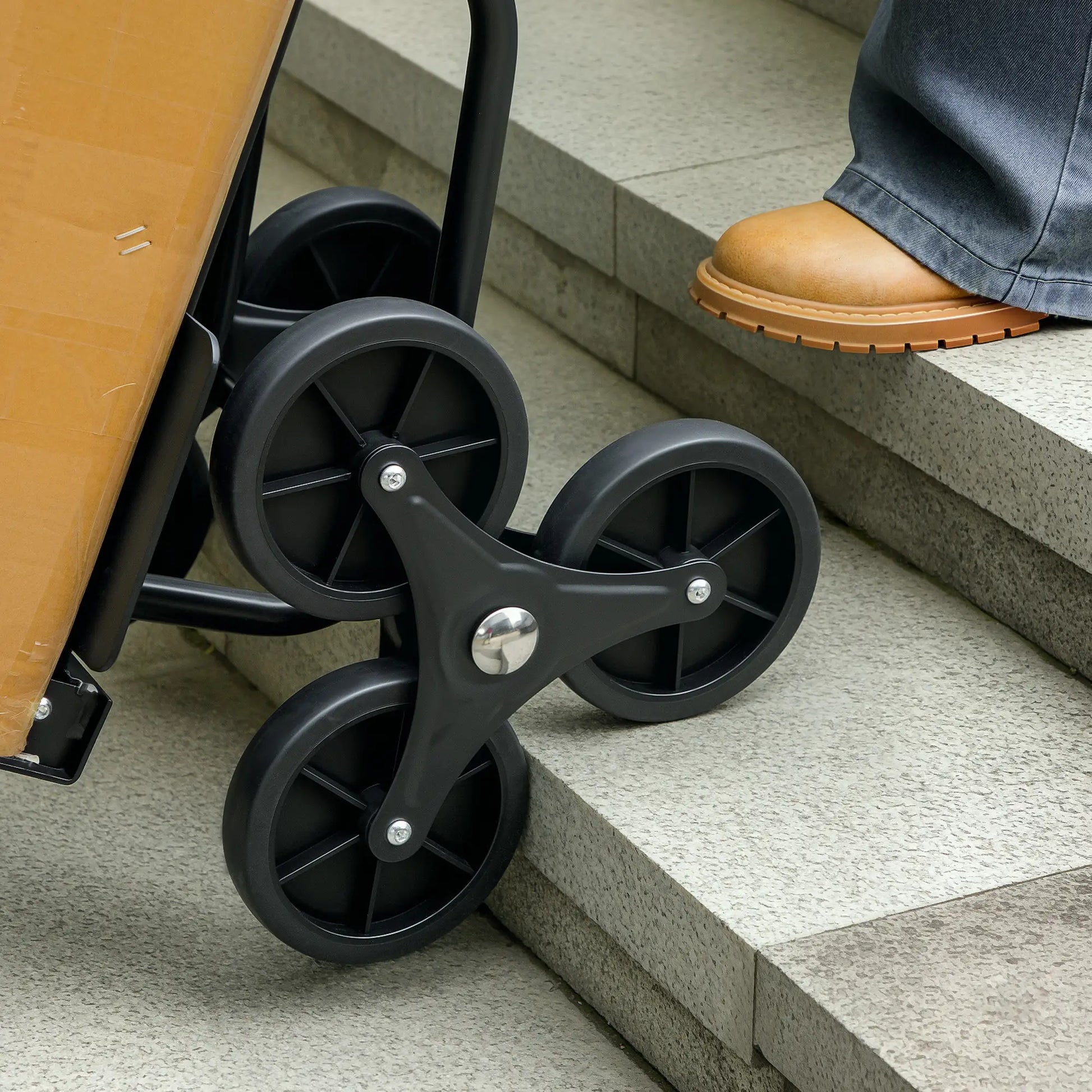 6-Wheels Stair Climber Cart, Foldable Steel, 264lbs, Black Folding Hand Trucks at Gallery Canada