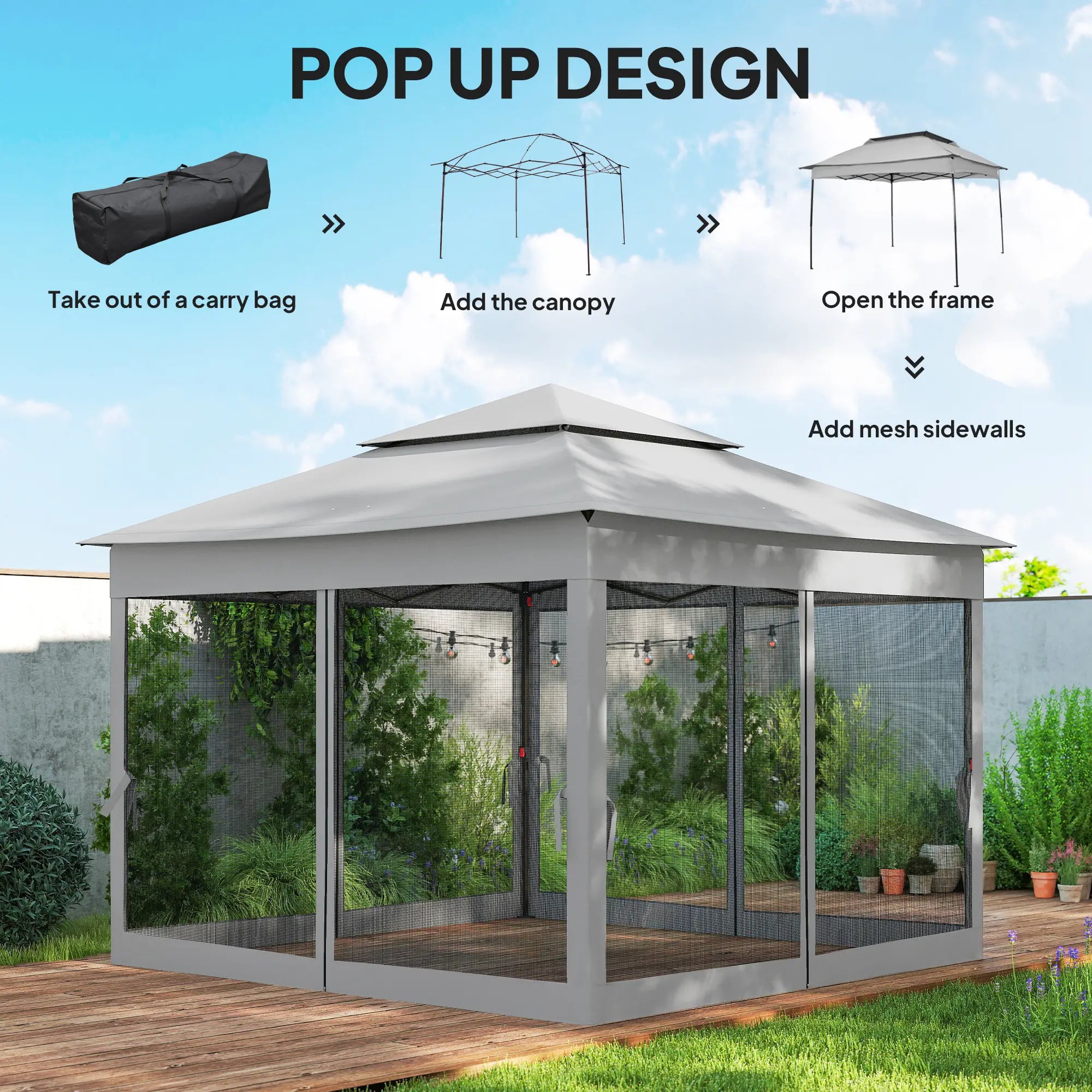 11' x 11' Pop Up Canopy Tent, Light Grey Pop Up Canopies at Gallery Canada