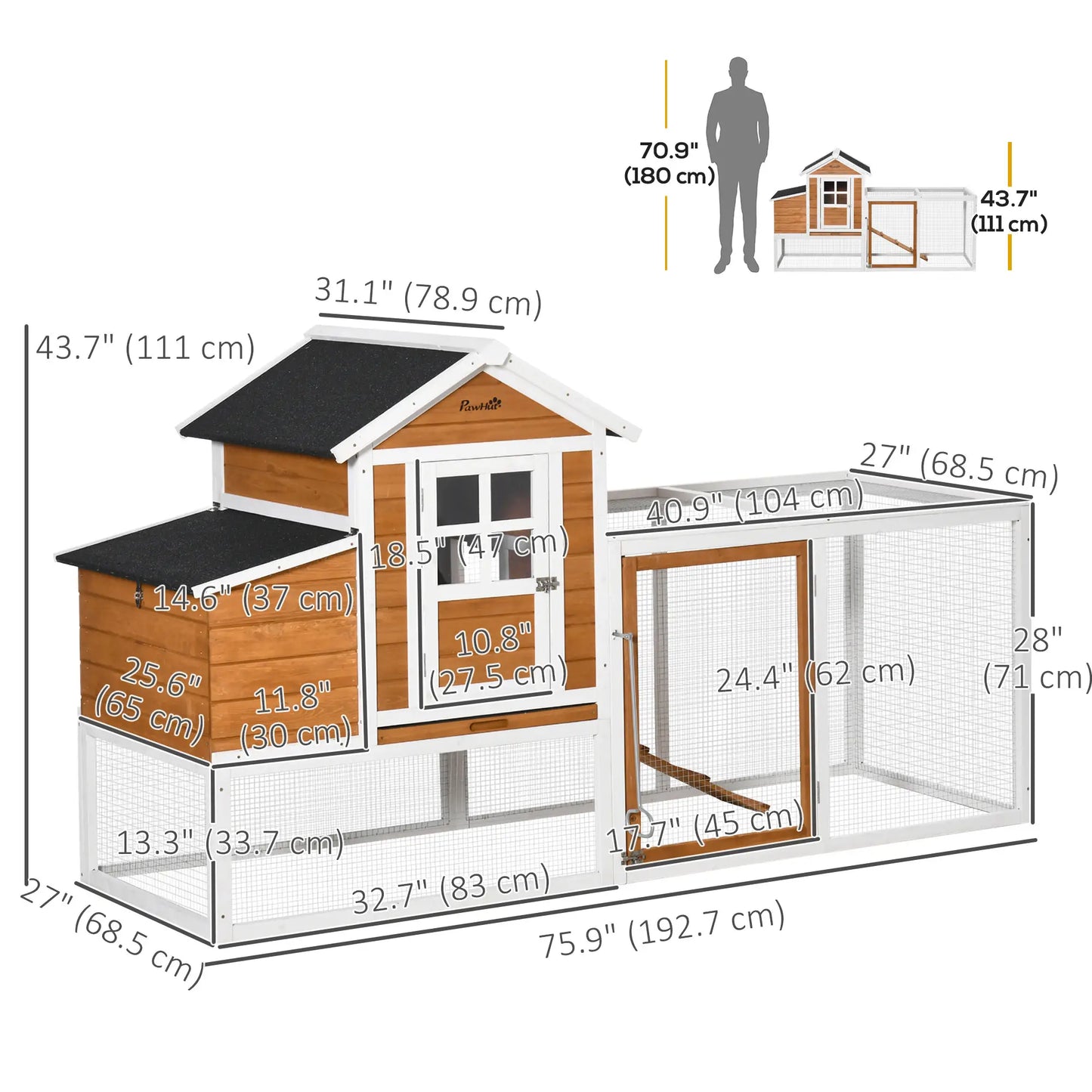 Large Chicken Coop With Nesting Box, For 2-4 Chickens, Orange And White Chicken Coops at Gallery Canada