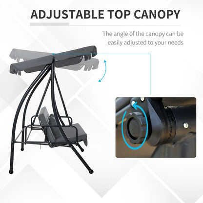 3 Person Patio Swing Chair, Convertible Hammock, Dark Grey Patio Swings with Stand at Gallery Canada
