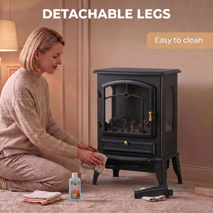 Electric Fireplace Stove, 725W/1450W Infrared 3-Sided Heater, Black Electric Fireplaces at Gallery Canada