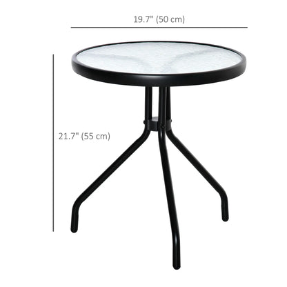 20" Round Outdoor End Table, Tempered Glass Top, Black Patio Side Tables at Gallery Canada