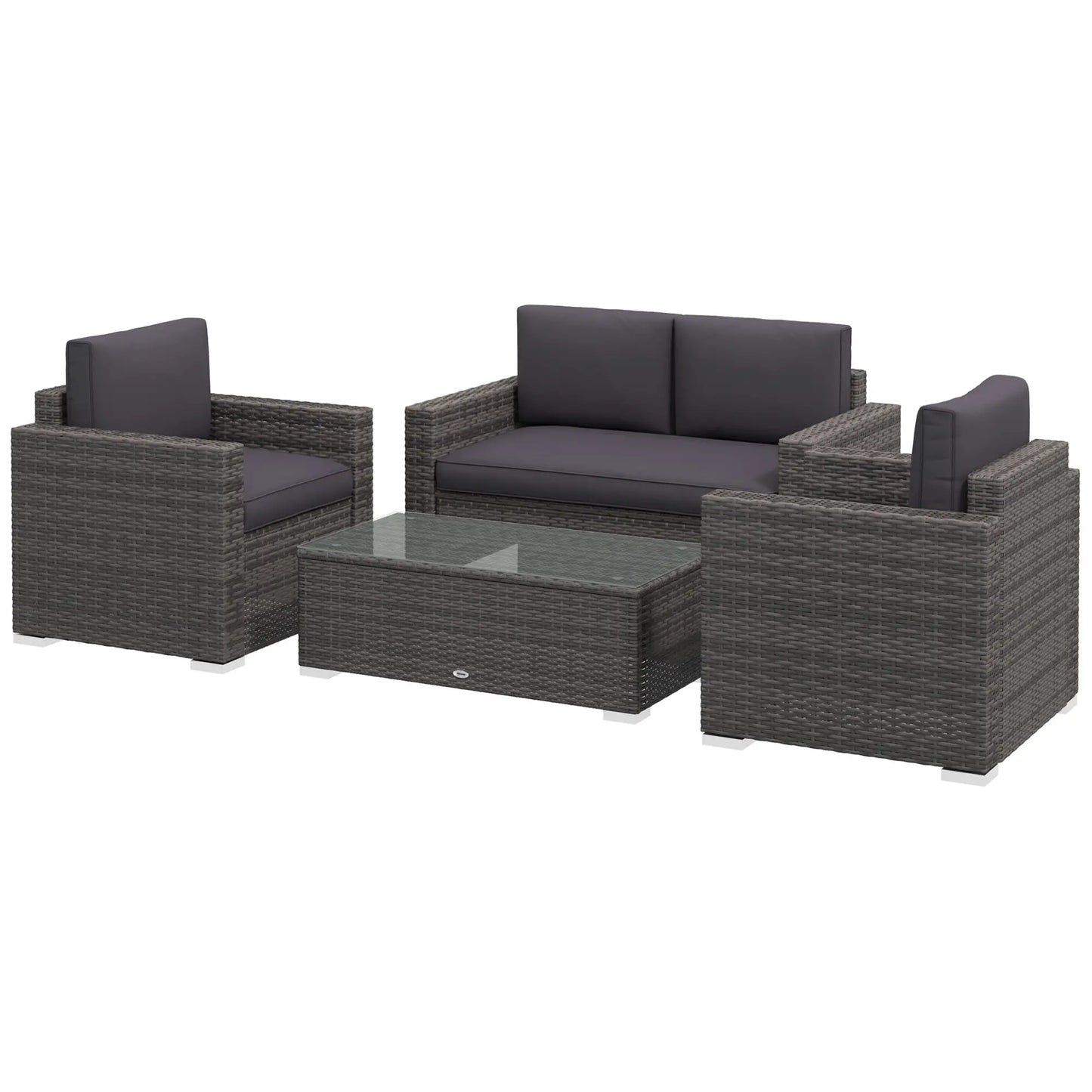 Outdoor Wicker Furniture Set, Loveseat and 2 Chairs, Grey Patio Furniture Sets Mixed-Grey Rattan, Grey Cushion at Gallery Canada