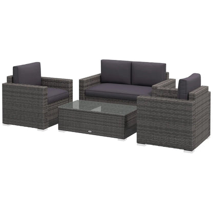 Outdoor Wicker Furniture Set, Loveseat and 2 Chairs, Grey Patio Furniture Sets Mixed-Grey Rattan, Grey Cushion at Gallery Canada