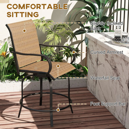 Outdoor Bar Stools, Set of 2, 360° Swivel, 26.8" x 29.5" x 48.4", Brown Bistro Sets at Gallery Canada