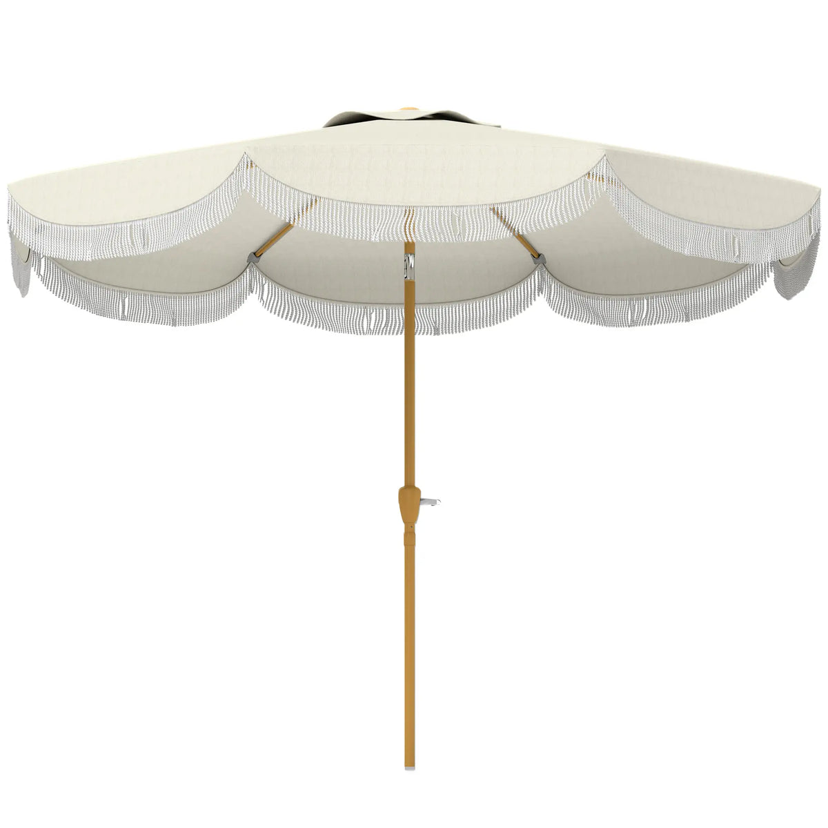 9FT Patio Umbrella, UPF 30+, Crank, 8 Ribs, Push Button Tilt, Cream White Patio Umbrellas Cream at Gallery Canada