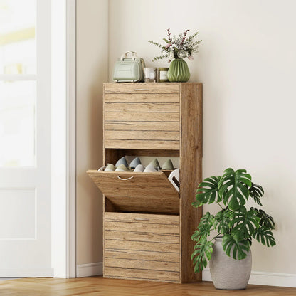 Shoe Storage Cabinet, 3 Flip Drawers, 12 Pair Organizer, Oak Shoe Storage Cabinets & Racks at Gallery Canada