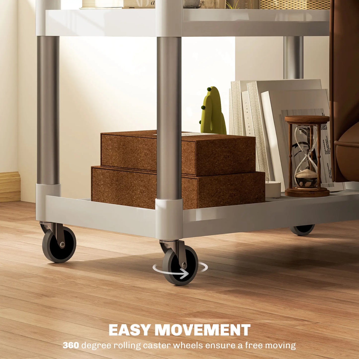 3-Tier Utility Cart, Rolling Storage Trolley, 3 Shelves, Silver White Kitchen Islands & Kitchen Carts at Gallery Canada