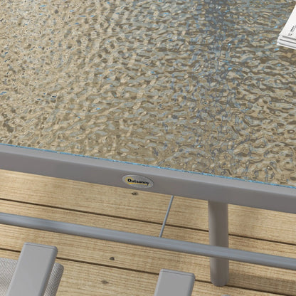 8 Piece Patio Dining Set, 6 Folding Chairs, Rectangle Table, Grey Outdoor Dining Sets at Gallery Canada