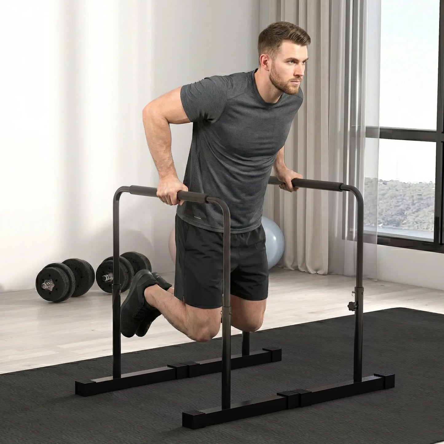 Adjustable Push Up Bars, Dip Station with 4 Height Levels More-Strength Training Equipment at Gallery Canada