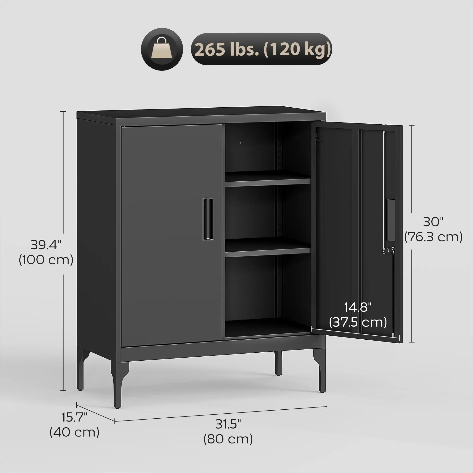 Office Storage Cabinet with Lock, Adjustable Shelves, Black Office Cabinets & Cupboards at Gallery Canada